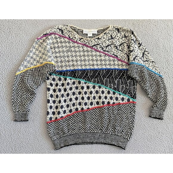 Vintage Brenda French Sweater Abstract Pattern Rayon 80s USA - Picture 1 of 6